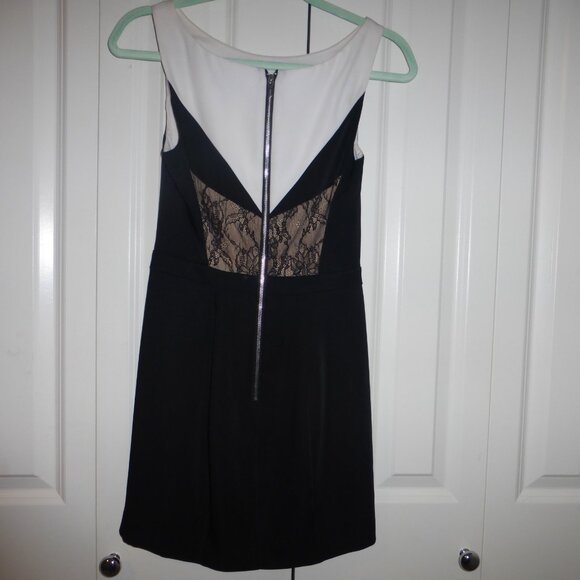 BEBE black, white and blue colour block dress with lace accent - Picture 10 of 14